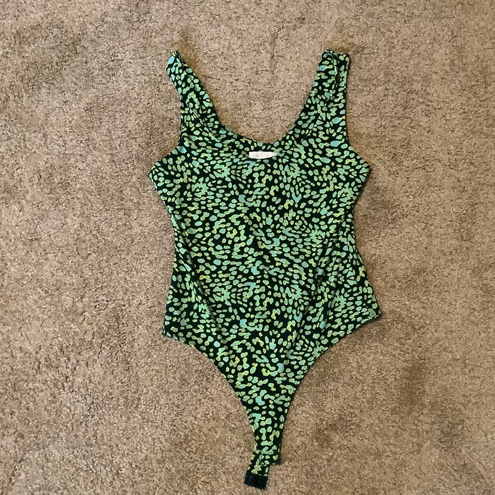 Leith Green Patterned Bodysuit